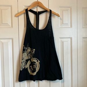 Motorcycle Tank top. Zipper back. Small front pocket. Black and size medium.